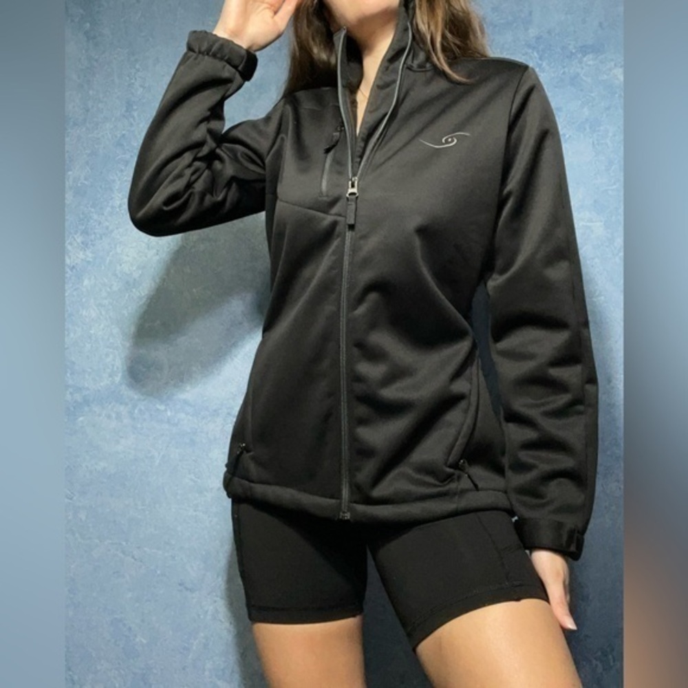 Antigua Black Zip Up Water Resistant Jacket